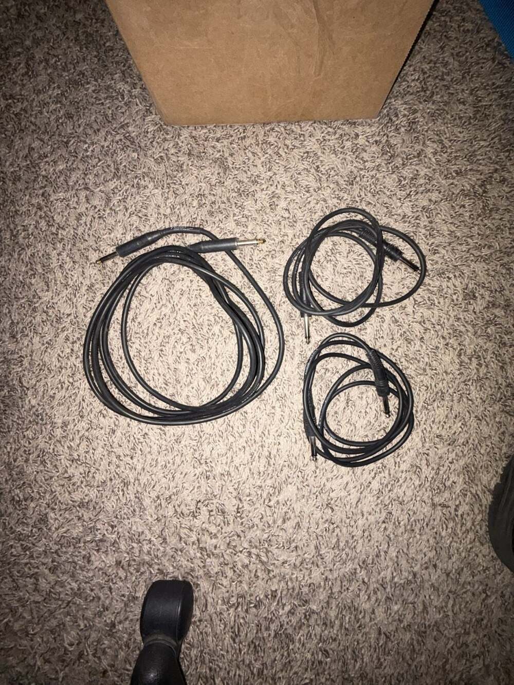 Lot of 3 Assorted 1/4 inch Instrument Guitar Cables